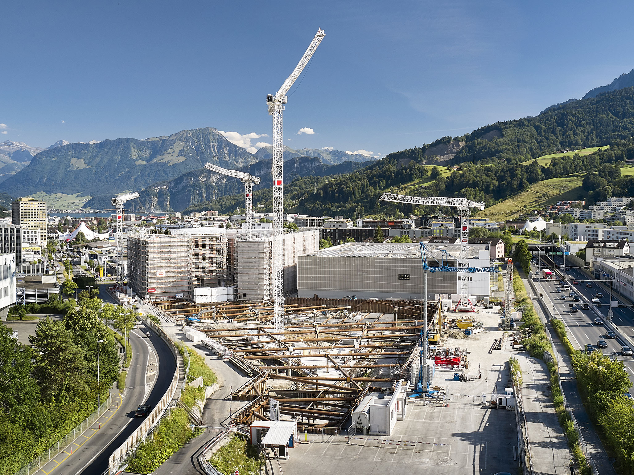 Rohbau Nidfeld Kriens Übersicht Gesamtbaustelle